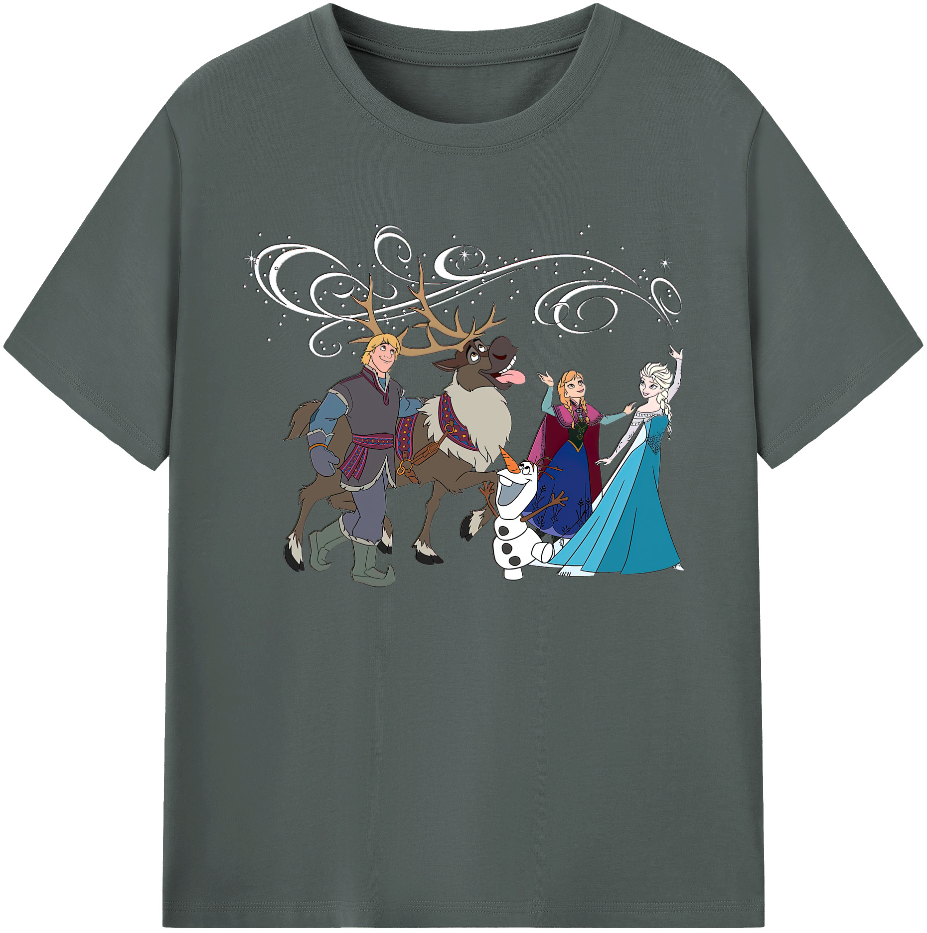 （画像用） アナと雪の女王 アンナ エルサ Frozen Anna Elsa 綿100％ メンズ半袖Tシャツ｜肌触りやわらか＆通気性